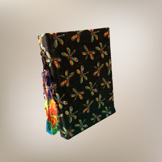Handcrafted Journal - Black with Dragonflies (medium size)