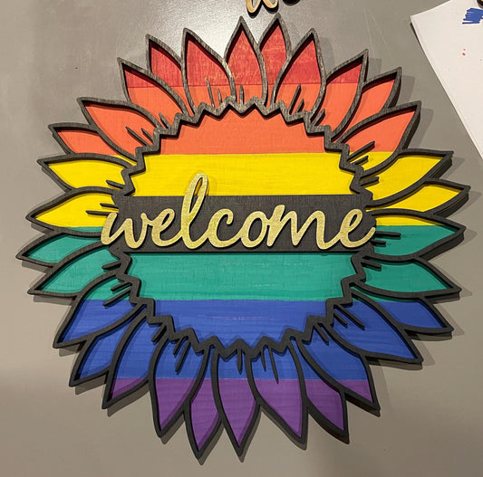 Sunflower Welcome Rainbow Sign